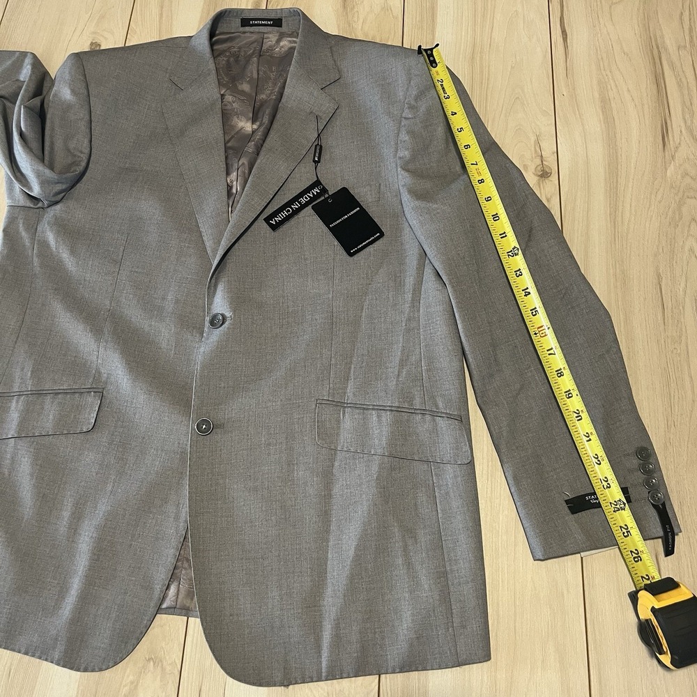 Statement NEW Italy Confidence Pure Handmade Blazer Gray Wool Mens Size 44R - Picture 9 of 16